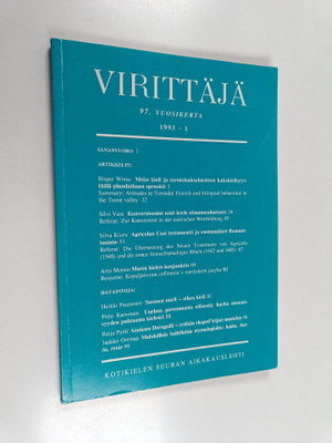 Virittäjä 1/1993 - Kotikielen Seuran aikakauslehti 97. vu...