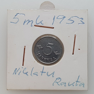 5 Markkaa 1953 Niklattu rauta!