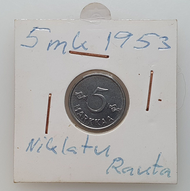 5 Markkaa 1953 Niklattu rauta!