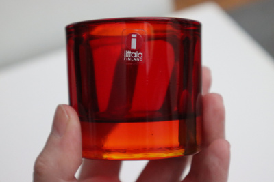 Wanha punainen IITTALA KIVI kynttilälyhty