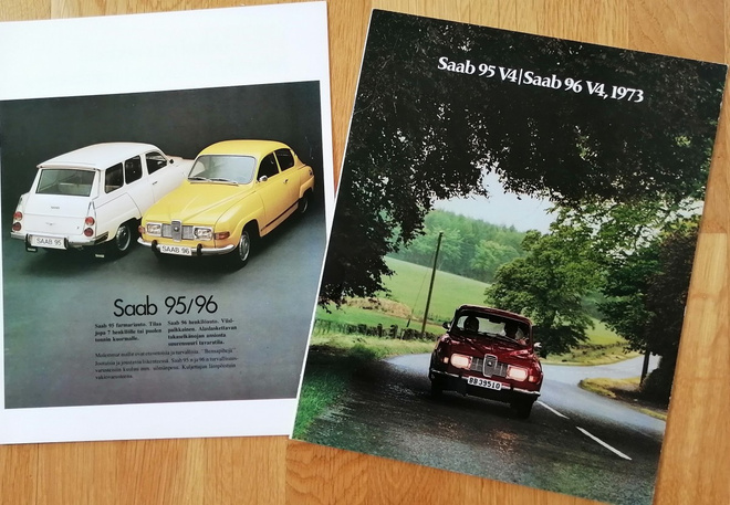 1973 Saab 96 / 95 esite - 12 sivua - KUIN UUSI