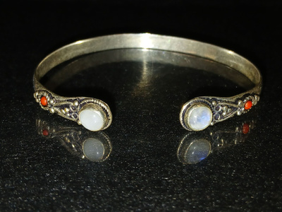 Vanha Hopea rannerengas rannekoru sterling silver