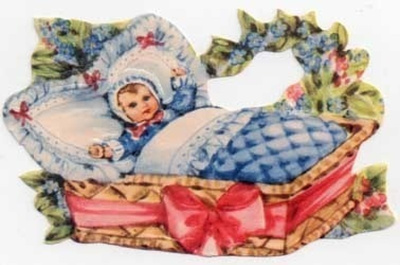 EO 6004 / Poikavauva kukkien keskellä sängyssä. 1950-l.