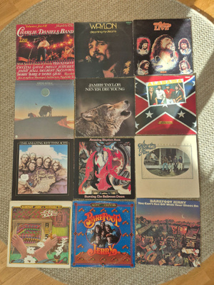 sekalainen country rock LP levyjä