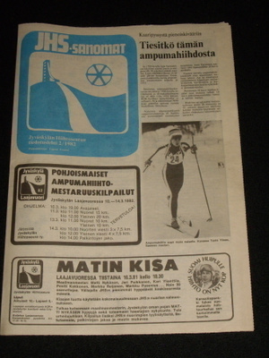 Jyväskylä Hiihtoseura -Lehti vuodelta 1982 mm Matti Nykänen