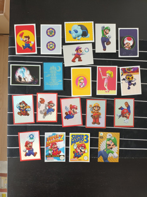 Panini Super Mario -tarrat, 19 kpl + Luigi-kortti