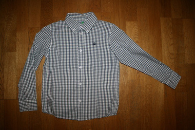 Benetton sini-valko ruudullinen kauluspaita 130