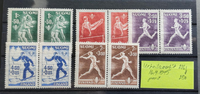 Suomi, urheilumerkkien parisarja 1945, postituore