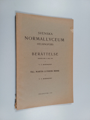 V. T. Rosenqvist : Svenska normallyceum Helsingfors : Ber...