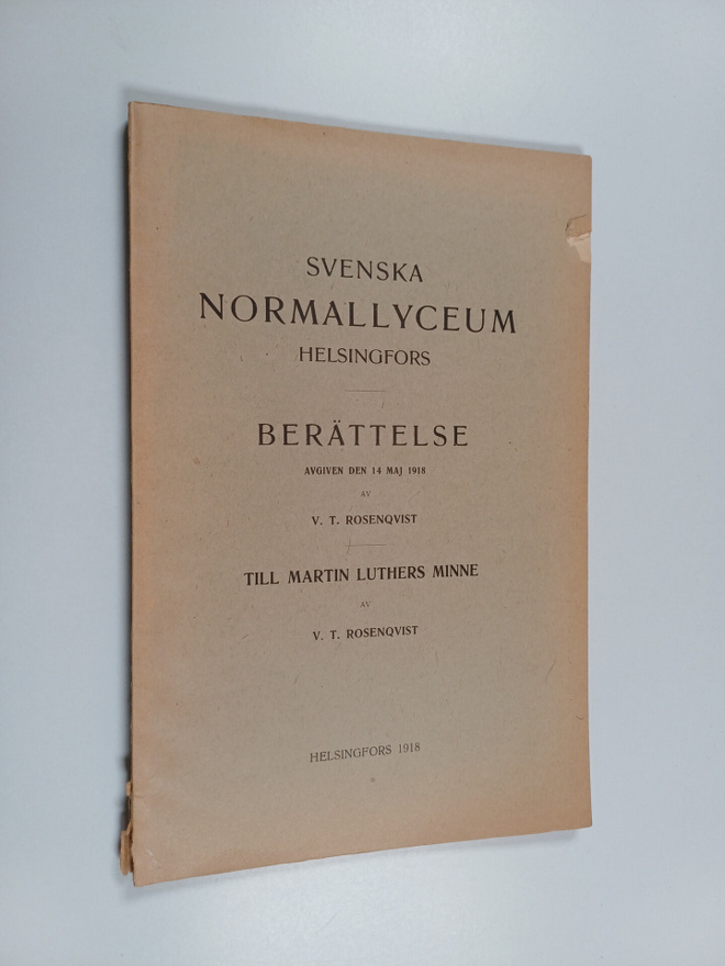 V. T. Rosenqvist : Svenska normallyceum Helsingfors : Ber...
