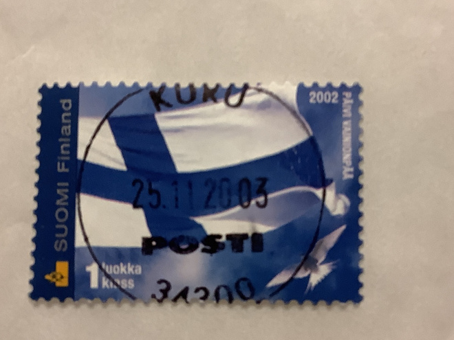 1601/ 2002 Suomen lippu o loisto leimattu
