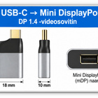USB-C -> Mini DisplayPort adapteri / DP1.4 8K@60Hz #32226 - pikkukuva 1