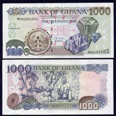GHANA 1000 CEDIS 2003 P-32 UNC (K3-S1)