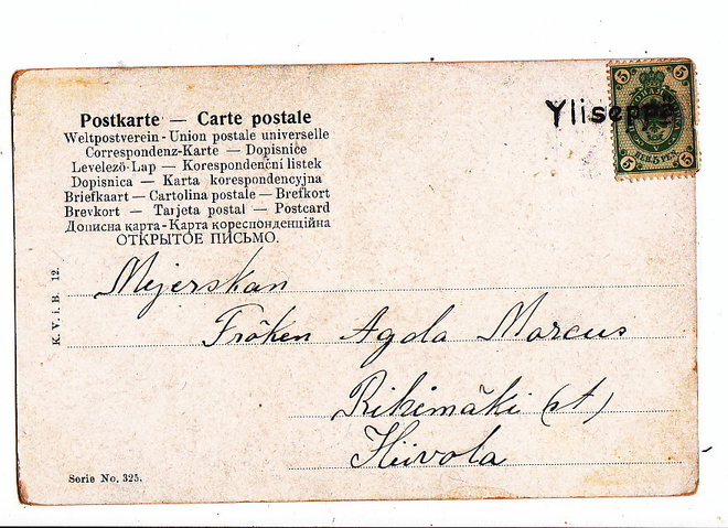 VANHA Postikortti Yliseppä Rivileima ennen 1905