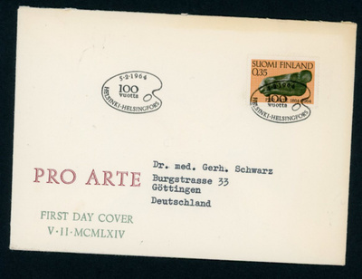 FDC 1964 Suomen taiteilijaseura 100 vuotta Saksaan