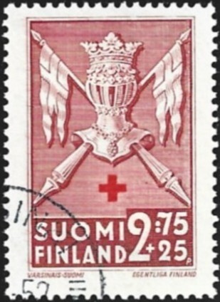 1942 Punainen Risti Varsinais-Suomi 2:75+25 leimatt LaPe 256