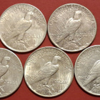 5 x USA Peace Dollar 1922, 1924, 1925, 1926, 1927.  (KD4) - pikkukuva 2