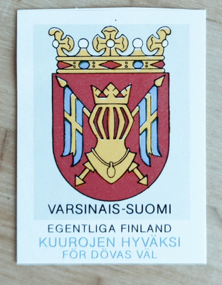 Kuurojen hyväksi - Varsinais-Suomi kirjeensulkija / tarra **