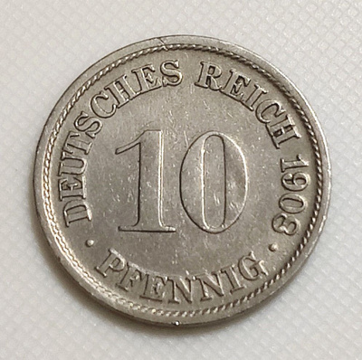 Saksa 10 Pfennig 1908F