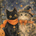 Kaksi halloween-kissaa, täysikuu - pikkukuva 1