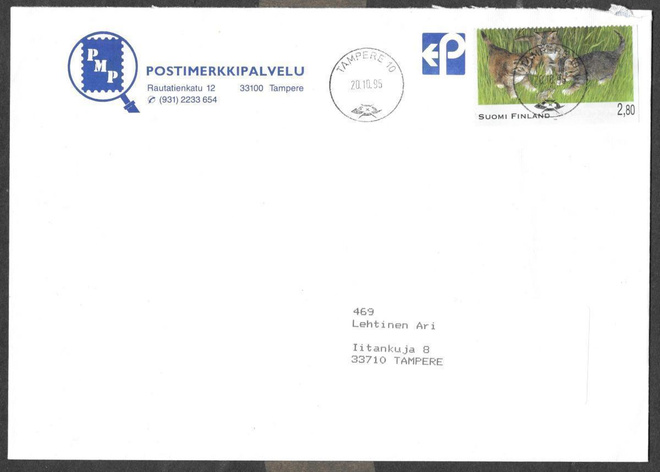Postilähetys - Kissa (LAPE 1309) Tampere 20.10.1995