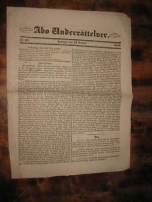 Sanomalehti : Åbo Underrättelser 24.8.1849