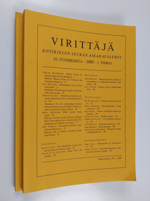 Virittäjä 1989 (nrot 1-2)