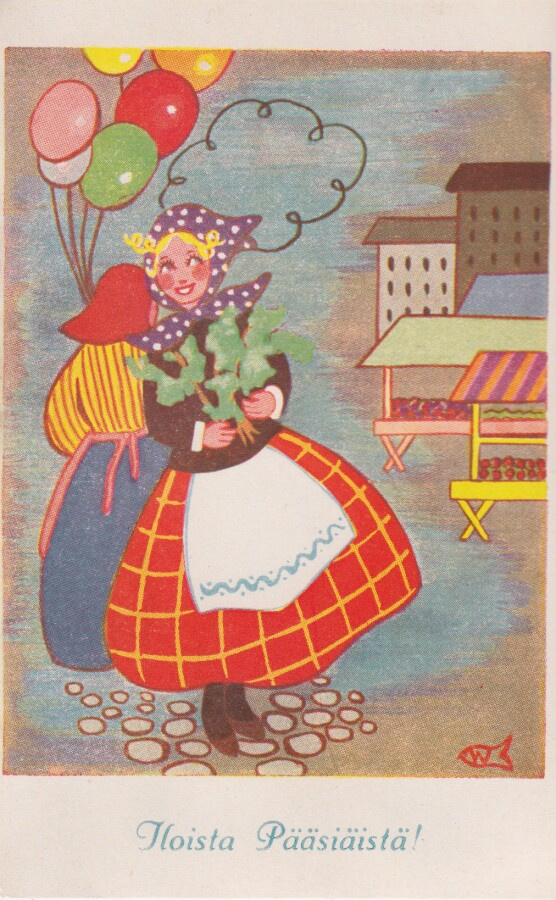 iloista Pääsiäistä! Tyttö ilmapallot .  e221