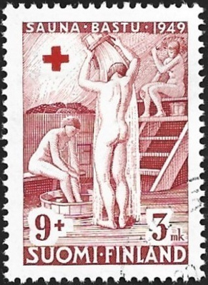 1949 Punainen Risti 9 mk + 3 mk leimattu LaPe 362