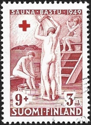 1949 Punainen Risti 9 mk + 3 mk leimattu LaPe 362