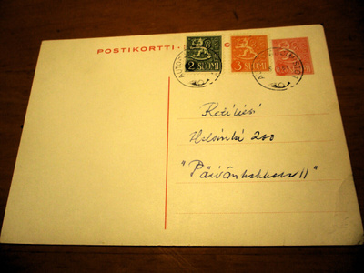 1964 Autopostitoimisto 1 sekapostite ehiö Mynämäeltä