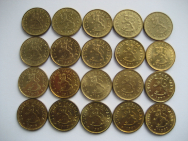 10 PENNIÄ 1963 - 1982 20 KPL SARJA