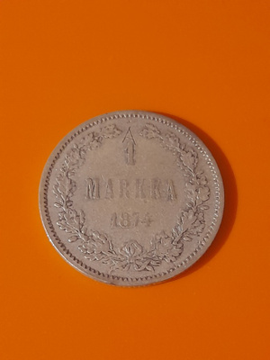 1 MARKKA 1874 hopeaa