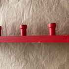 Vintage Puinen Naulakko 5 koukkua, 50cm, Punainen - pikkukuva 3