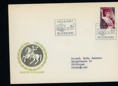 FDC 1957 Aalberg Saksaan
