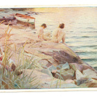 Anders ZORN - Tyttöjä uimassa - vanha kortti - pikkukuva 1
