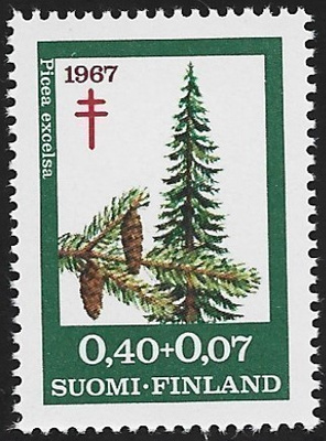 1967 TUB merkki Kuusi 0,40 + 0,07 mk ** LaPe 625