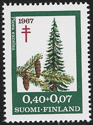 1967 TUB merkki Kuusi 0,40 + 0,07 mk ** LaPe 625