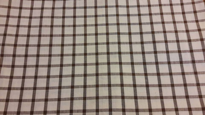 Pitkä verho : 1kpl ruskea-valkoinen ruutu verho 145x142cm