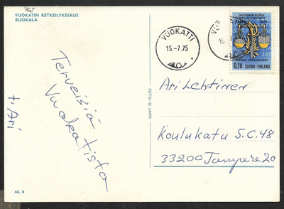 Postiläh. - Valt.tal. tark. 150v (LAPE 765) Vuokatti 15.7.75