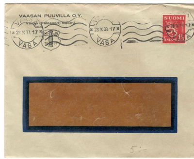 Vaasa,  v. 1933 firmakuori kotiseutukeräilijälle