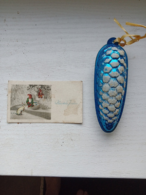 Vanha pikku joulukortti 9cm x 5cm / Hauskaa Joulua.