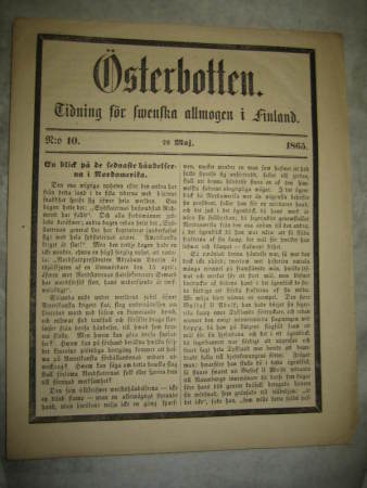 Sanomalehti  Österbotten 20.5.1865