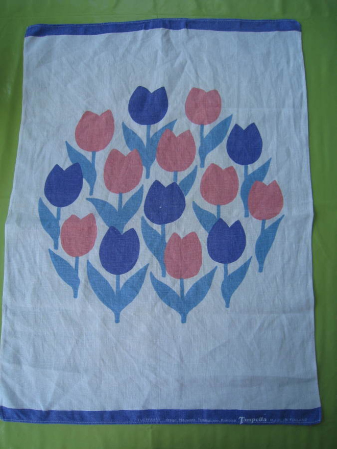  Tampella  Tulppaani keittiöpyyhe vanha vintage