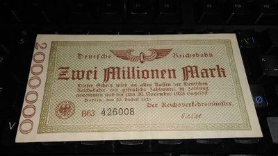 Germany Saksa Rautatie 20 Million Marks 1923 XF