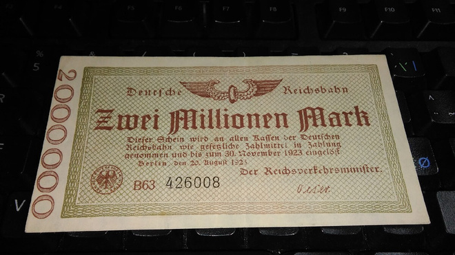 Germany Saksa Rautatie 20 Million Marks 1923 XF