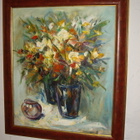 Upea värikäs  KUKKATAULU  öljyvärimaalaus 72x62cm - pikkukuva 1