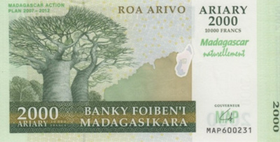 (B0080) MADAGASCAR, 2007. 2000 Ariary. P-93. UNC