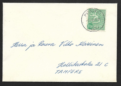 Postilähetys - Yl.m. 0,10 (LAPE 556) Pyynikki 7.6.1966