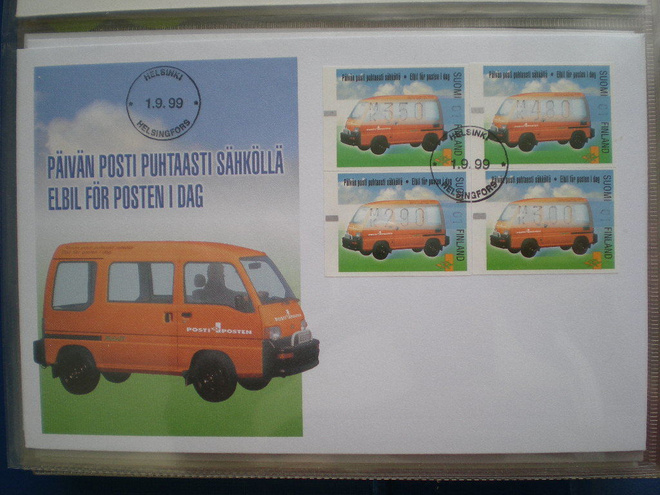 FDC - ATM 34 Sähköauto 2,90 / 3,00 / 3,50 / 4,80 mk 1.9.1999